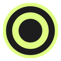 Concentric circles with a black center, surrounded by alternating light green and black rings.